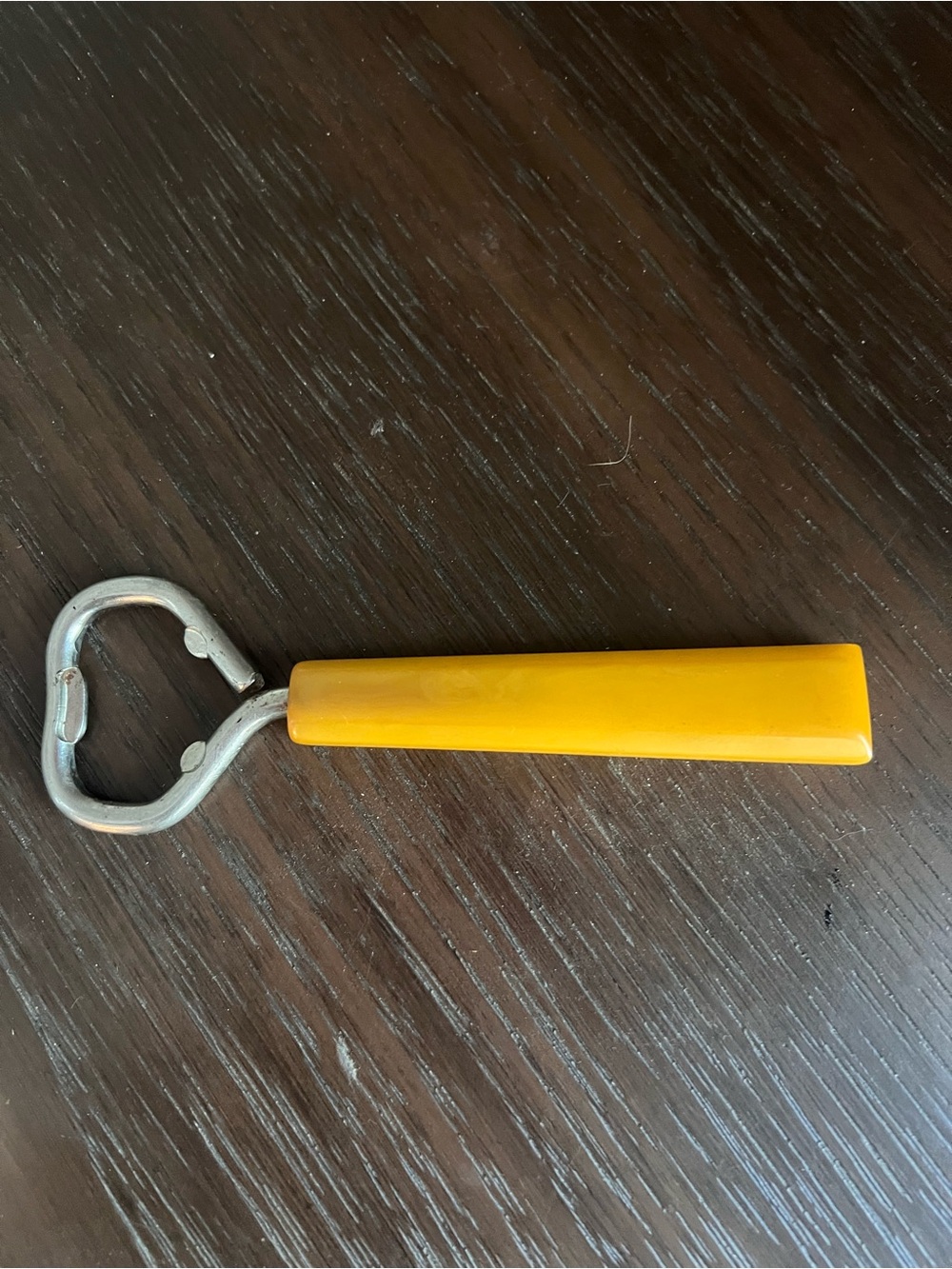 Vintage Bakelite handle Yellow Butterscotch Bottle Opener beer 5”